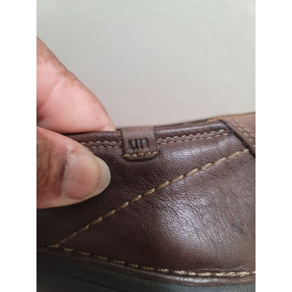 Clarks Unstructured Un Softwalk Brown Leather Slip-On Comfort Flats Women's Shoe - Picture 12 of 13